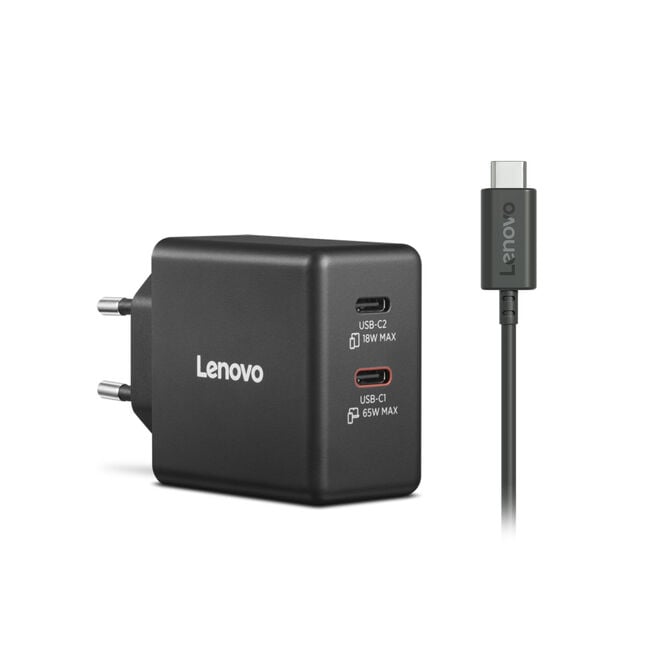 Carregador Lenovo de Parede USB-C 65W Dual GaN + Cabo USB-C 1.5m image number 2