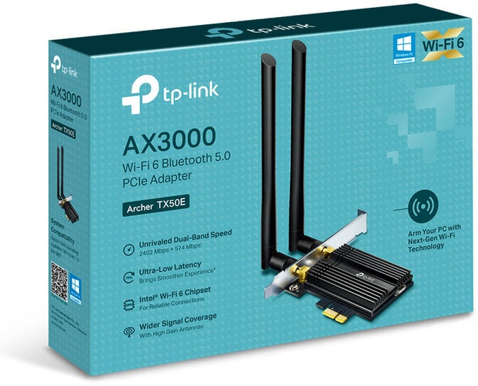 Placa de Rede PCIe TP-Link Archer TX50E Wi-Fi AX3000 MU-MIMO Bluetooth image number 1