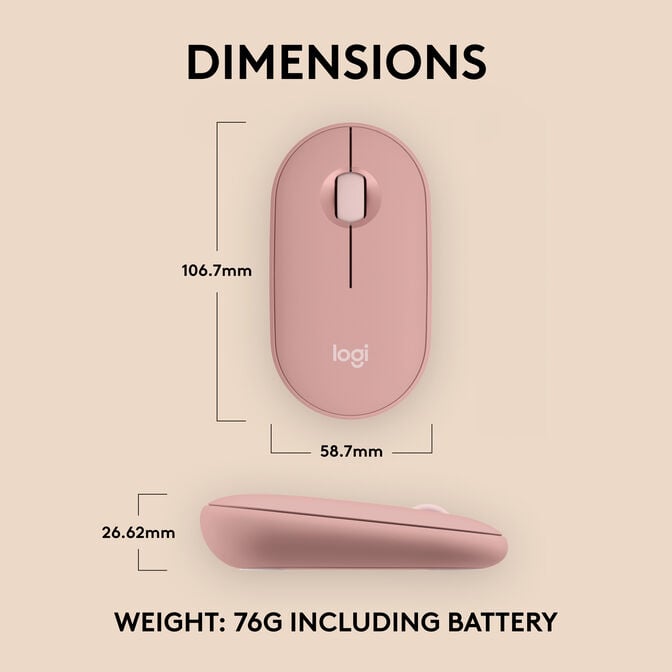 Rato Logitech Pebble 2 M350s Bluetooth Tonal Rose image number 8