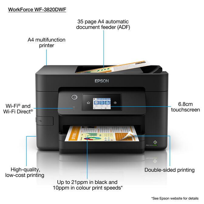 Impressora Impressora Multifun&ccedil;&otilde;es a Laser a Jato de Tinta Epson WorkForce Pro WF-3820DWF Wi-Fi image number 8