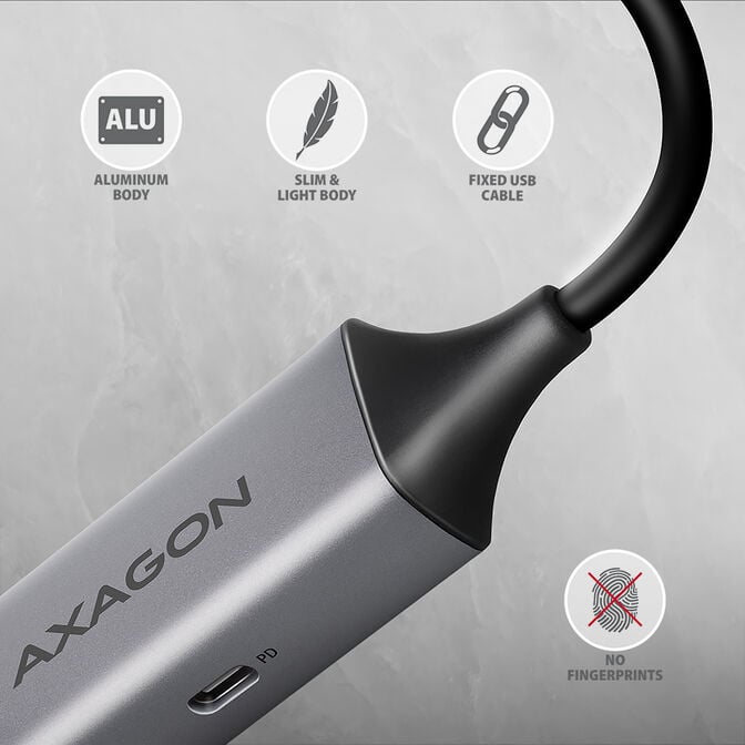 Adaptador AXAGON ADE-TXPD USB-C USB3.2 Gen 1 -  Gigabit Ethernet + PD 100W image number 2