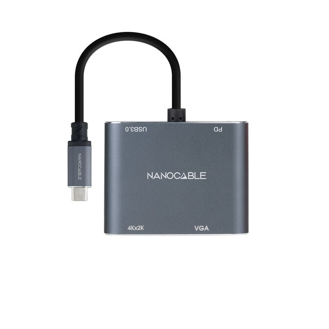 Adaptador Nanocable USB-C > HDMI + VGA + USB3.0 + USB-C (PD 60W) 15CM Cinzento Compat&iacute;vel c/ Thunderbolt 3 image number 1