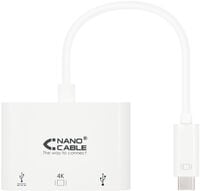 Adaptador Nanocable USB-C M > HDMI F / USB A / USB-C 15 CM Branco