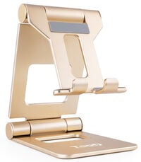 Suporte de Mesa Tooq Ajust&aacute;vel p/ Smartphone/Tablet Max. 10" Dourado
