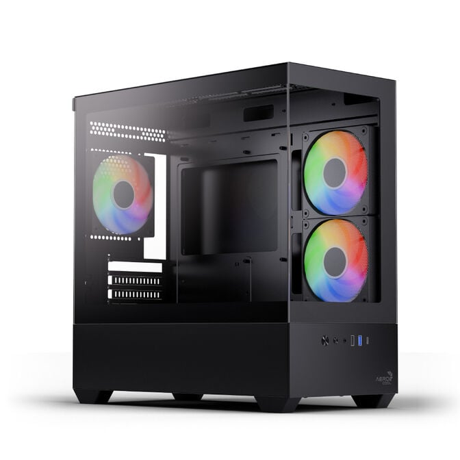 Caixa Micro-ATX Aerocool P300D Digi ARGB Vidro Temperado Preto image number 0