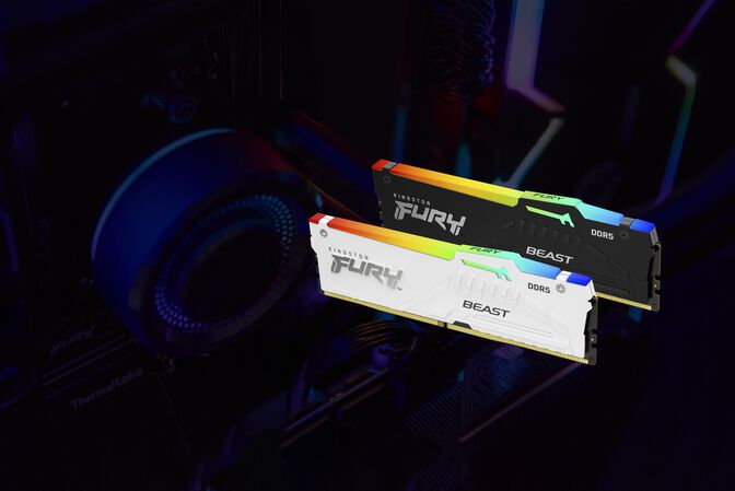 Kingston Kit 64GB (2 x 32GB) DDR5 6400MHz FURY Beast RGB EXPO Preto CL32 image number 8
