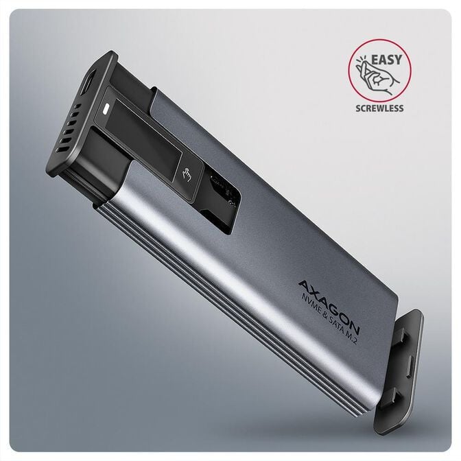 Caixa Externa AXAGON EEM2-SD2 para M.2/SSD C/ Display USB-C 3.2 Gen2 - Silver image number 5