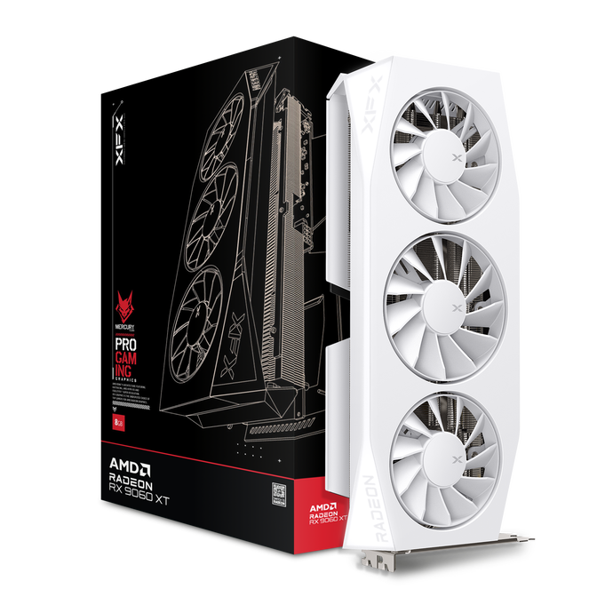 Gr&aacute;fica XFX Radeon RX 9060 XT Mercury OC Gaming White Triple Fan 16GB GDDR6 image number 0