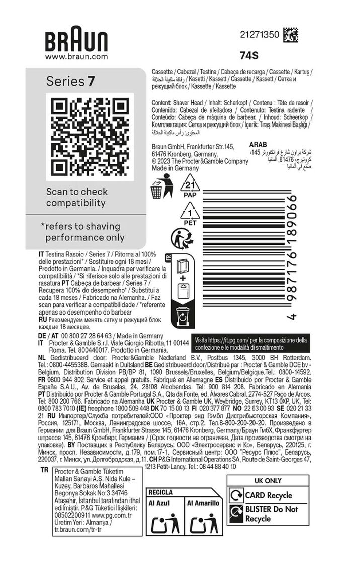 Cabe&ccedil;a de Substitui&ccedil;&atilde;o Braun Kombipack 74S image number 1