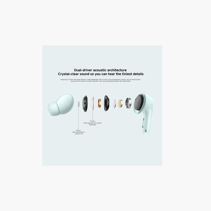 Earbuds Xiaomi Redmi Buds 6 Coral Green com Microfone BT image number 5