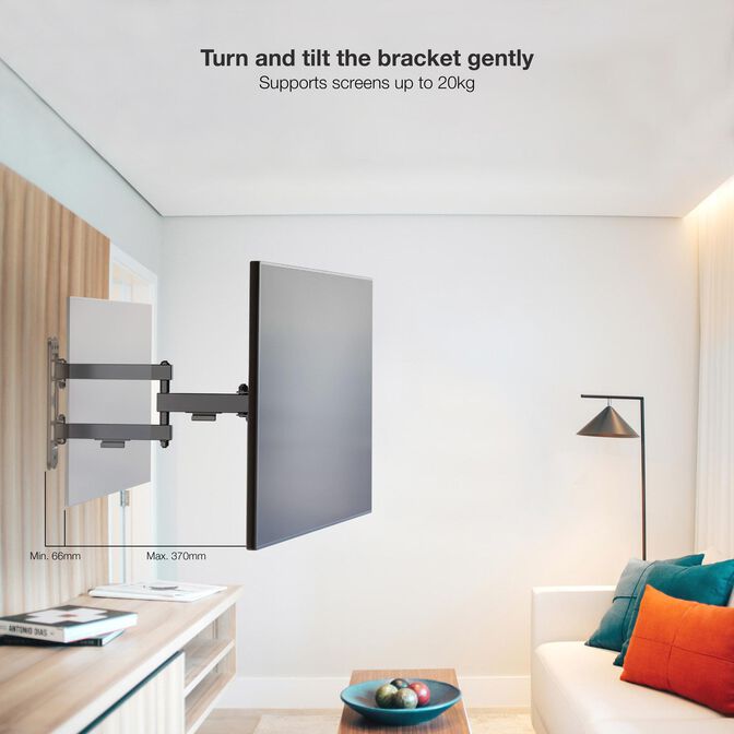 Suporte de Parede Tooq Tilt e Girat&oacute;rio 13" a 43" 66-370 mm Max. 20kg Preto image number 6