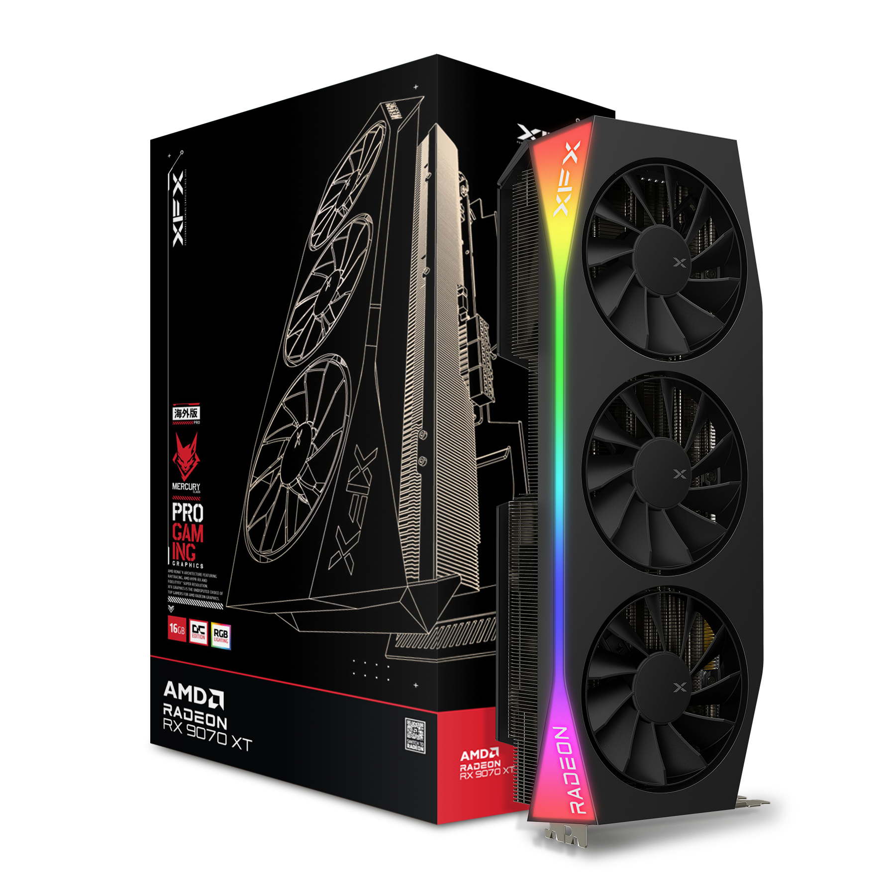 Gr&aacute;fica XFX Radeon RX 9070 XT Mercury OC Gaming Triple Fan 16GB GDDR6