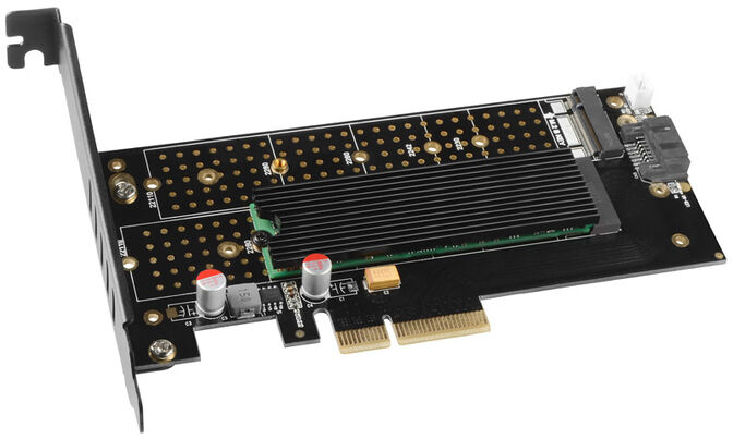 Adaptador PCIe 3.0 AXAGON PCEM2-DC  4x - DUAL M.2 SSD (NVMe + SATA), dual voltage image number 2