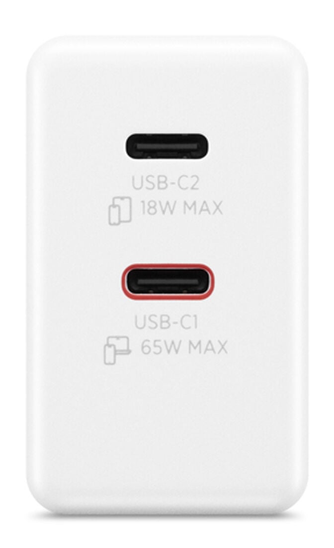 Carregador Lenovo de Parede USB-C 65W Dual GaN Branco + Cabo USB-C 1.5m image number 3