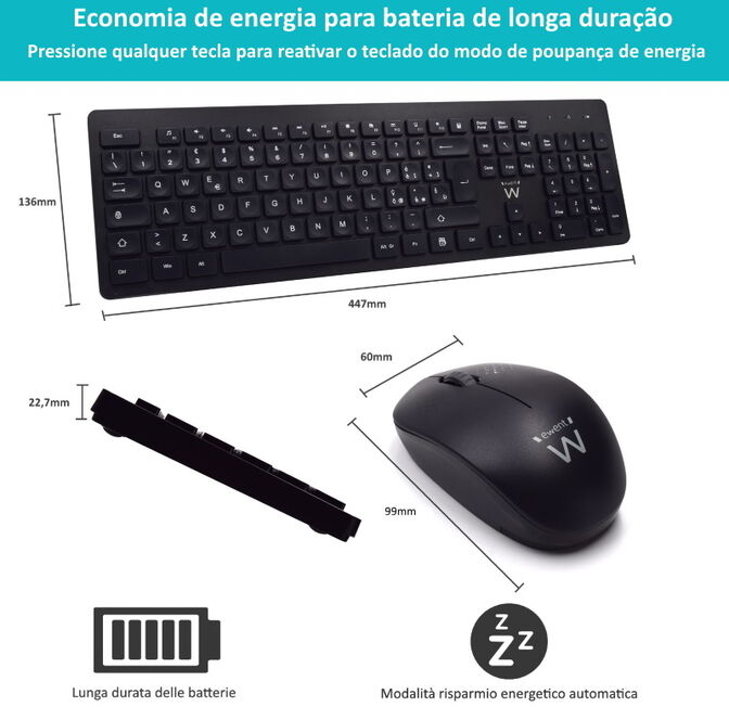 Teclado + Rato Ewent Wireless PT Black image number 2