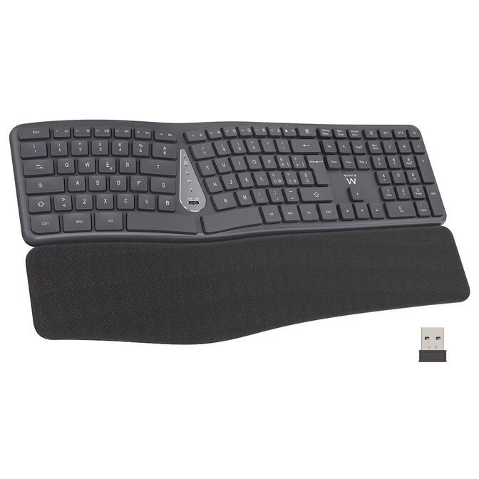 Teclado Ewent EW3290 Ergon&oacute;mico Multimodo Bluetooth/2.4Ghz Wireless PT Preto image number 0