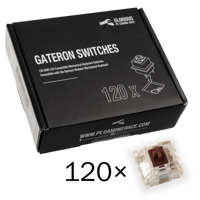 Pack 120 Switches Gateron MX Brown para Glorious GMMK image number 0