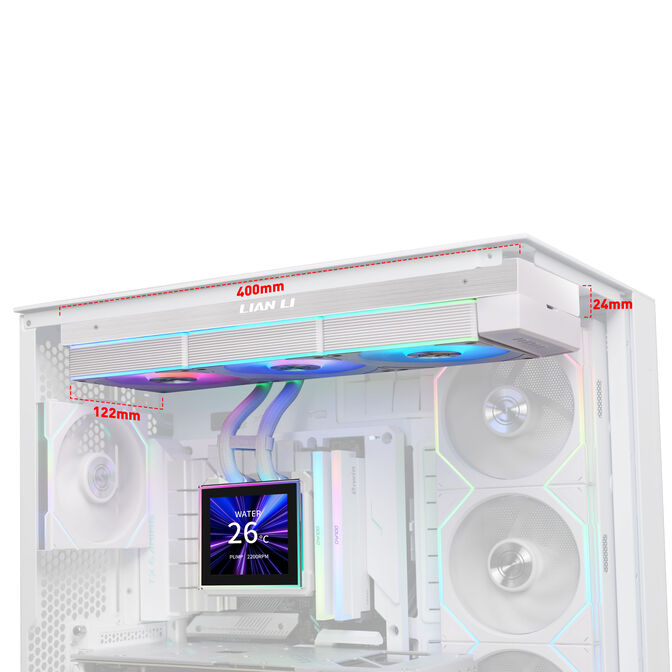 Water Cooler CPU AIO Lian Li HydroShift II LCD-S 360CL Wireless Branco - 360mm image number 4
