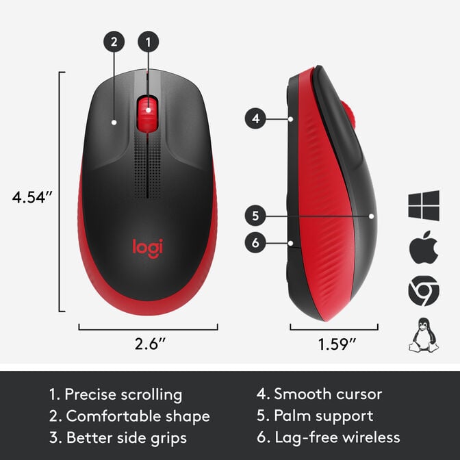 Rato Logitech M190 1000DPI Wireless Vermelho image number 10