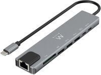 HUB USB-C Ewent EW1146 8-Port Cinza