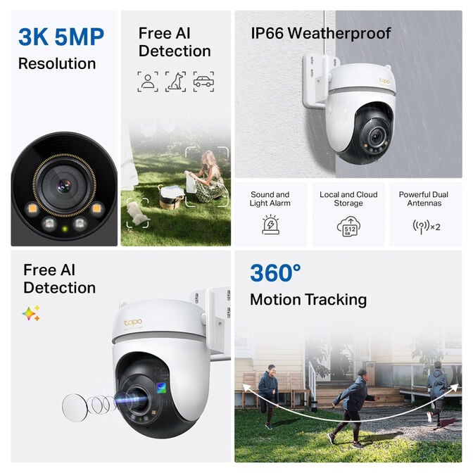C&acirc;mara de Seguran&ccedil;a TP-Link TC43 Outdoor Pan/Tilt AI 3K Security Wi-Fi image number 4