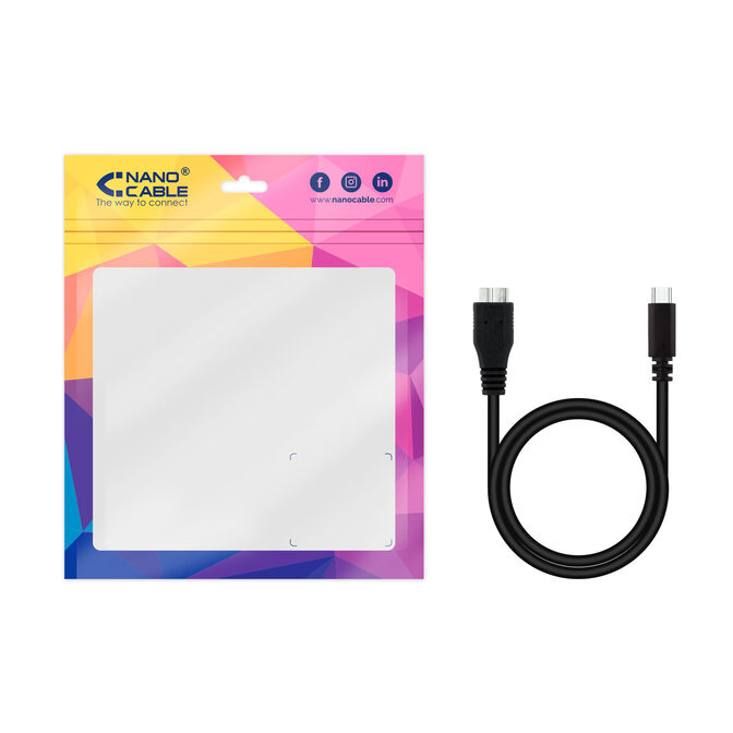 Cabo USB 3.0 Nanocable USB-C/M-Micro USB-B/M 1 M Preto image number 3