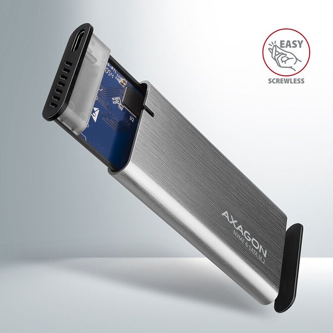 Caixa Externa AXAGON EEM2-SG2 RAW BOX para SSDs M.2 USB-C 3.2 Gen 2 Silver image number 2