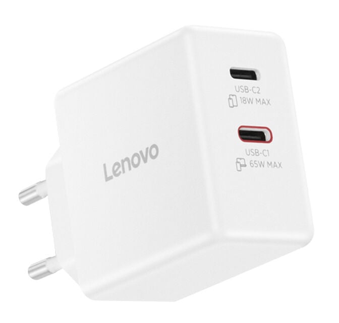 Carregador Lenovo de Parede USB-C 65W Dual GaN Branco + Cabo USB-C 1.5m image number 4