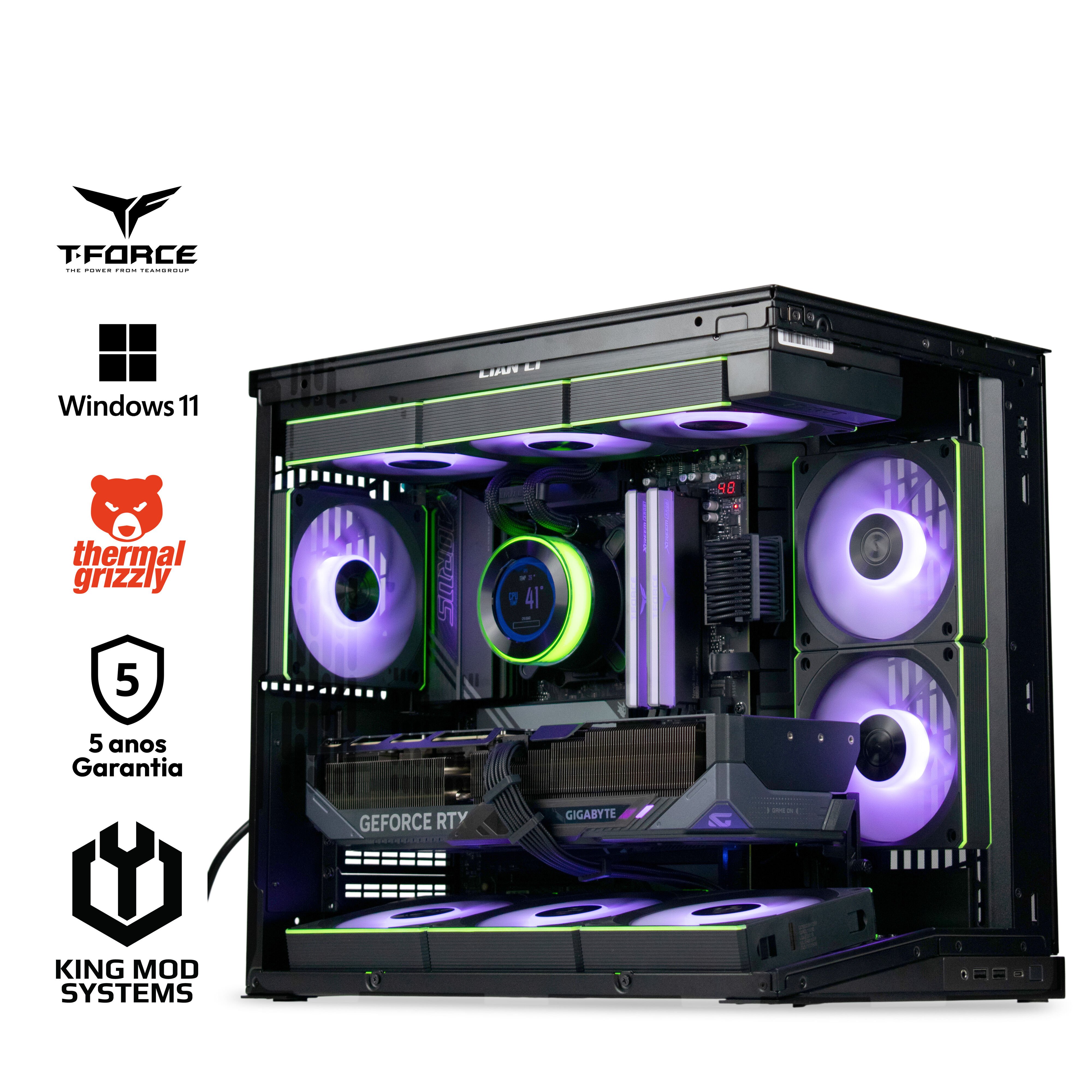 Computador King Mod Gamer-PC Lian Li Ryzen 7 9850X3D 32GB DDR5 2TB RTX 5080 WiFi W11 - Black Edition