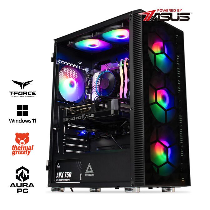 Computador AURA Gamer-PC Powered by ASUS Intel i5 14400F 32GB DDR5 1TB RTX 5060 Ti WiFi W11 Bonus
