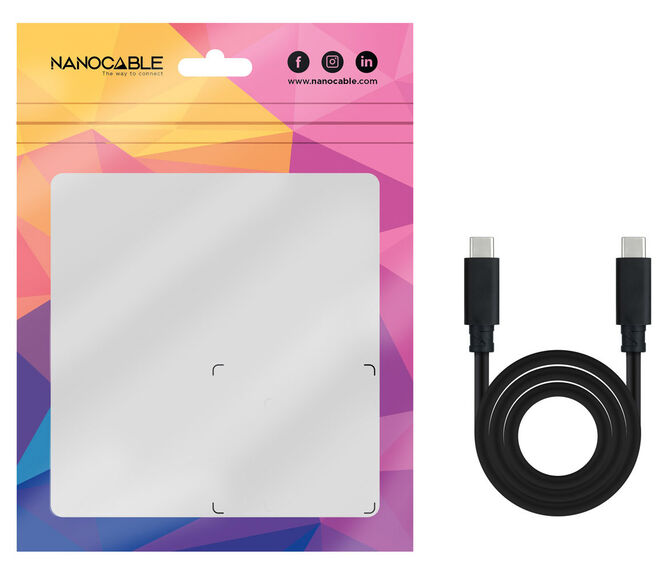 Cabo USB-C 3.1 Gen2 Nanocable 10Gbps 5A 4K/60Hz 1.5 M Preto image number 3