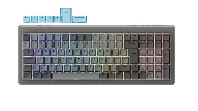 Teclado Mec&acirc;nico Ducky Cushion 98 Tri-Mode Silent Linear 96% Cinzento (PT) image number 2