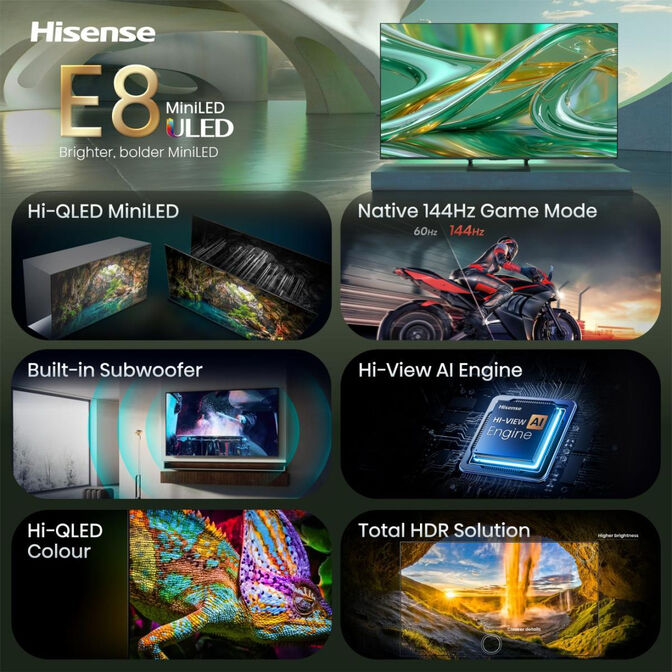 Televis&atilde;o Hisense 75E8S 75" QLED UltraHD 4K VIDAA image number 2