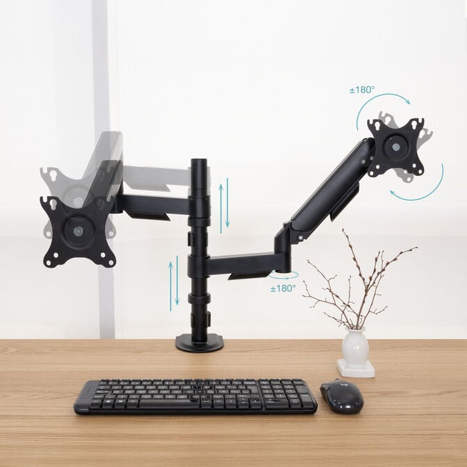 Suporte de Mesa Tooq Duplo Tilt e Girat&oacute;rio 17" a 32" Preto image number 3
