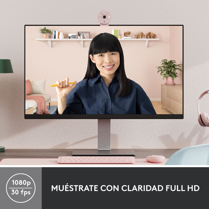Webcam Logitech Brio 300 Full HD 1080p USB Type-C Rosa image number 6