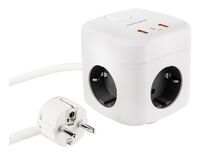 Cubo Nanocable com 3 Tomadas 3 USB com interruptor Branco