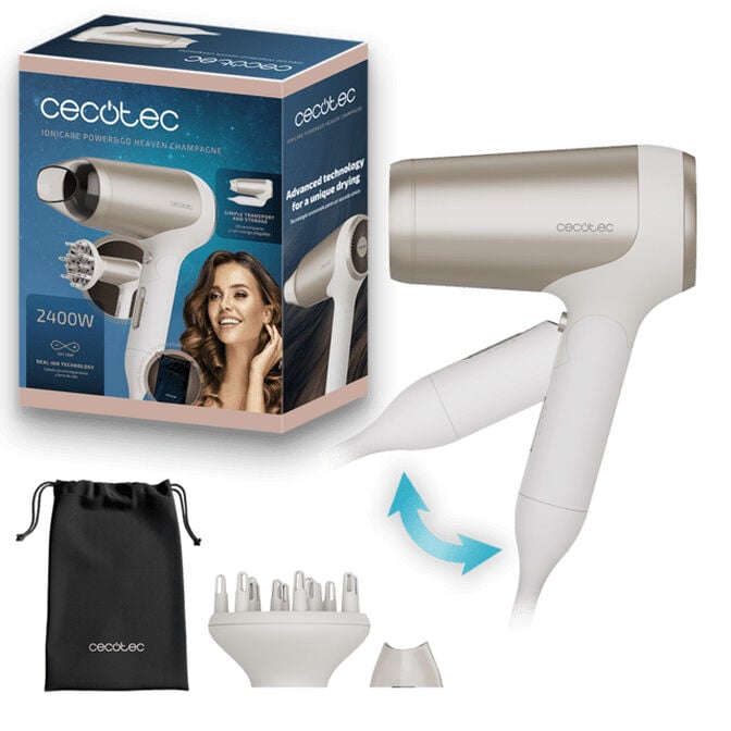 Secador de Cabelo Cecotec Bamba IoniCare Power&Go Heaven Champagne 2000W image number 0