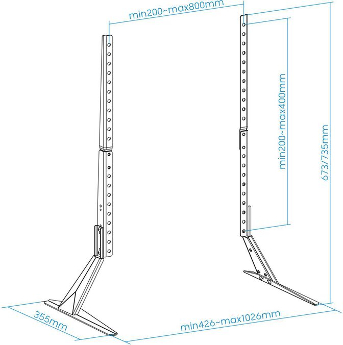 Suporte de Mesa Tooq 23" a 75" Max. 40Kg Preto image number 1