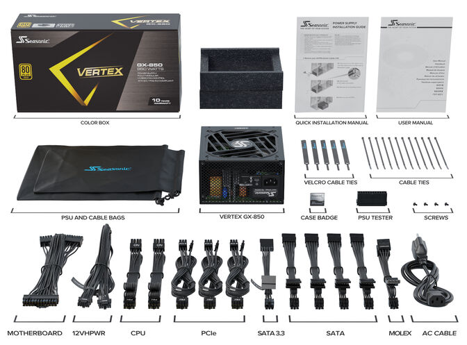 Fonte Modular Seasonic Vertex GX 850W 80+ Gold image number 6