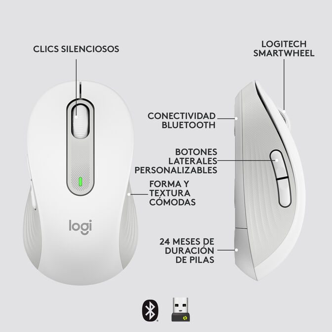 Rato Logitech Signature M650 L Wireless Off-White image number 11