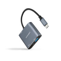 Adaptador Nanocable USB-C > HDMI + VGA + USB3.0 + USB-C (PD 60W) 15CM Cinzento Compat&iacute;vel c/ Thunderbolt 3