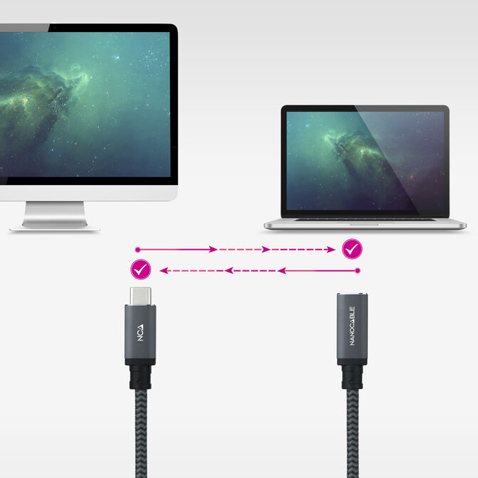 Cabo USB 3.2 Gen2x2 Nanocable 100W 4K/60Hz USB-C M/F 1.5 M image number 3