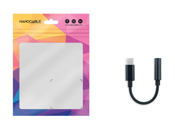 Cabo Conversor de &Aacute;udio Nanocable USB-C/M Jack 3.5/F 11 CM Preto image number 2