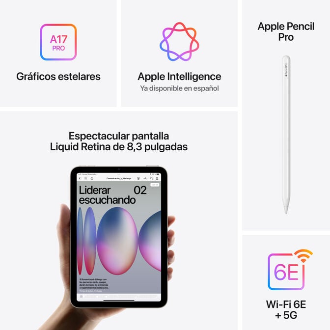Tablet Apple iPad mini A17 Pro 8.3" Wi-Fi + Cellular 512GB Luz das Estrelas Liquid Retina image number 5