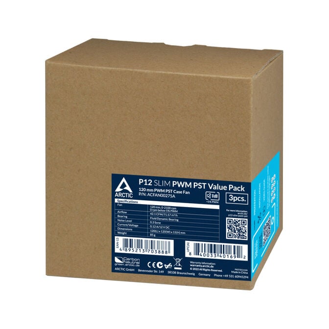 Ventoinha Arctic P12 Slim PWM PST 120mm (Pack 3) image number 5