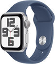 Smartwatch Apple Watch SE (2024) GPS 40mm Alum&iacute;nio Prateado c/ Bracelete Desportiva Azul Denim - S/M image number null