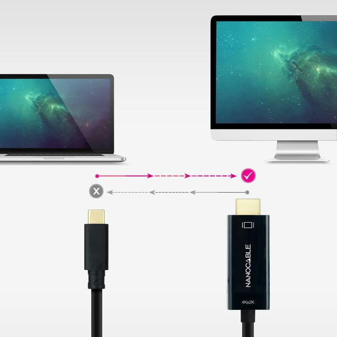 Cabo Conversor Nanocable USB-C > HDMI 1.4 4K@30HZ 3 M Preto image number 3