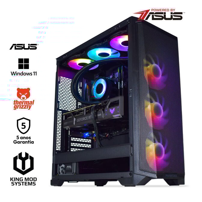 Computador King Mod Gamer-PC Powered by ASUS Ryzen 7 7800X3D 32GB DDR5 2TB RTX 5070 WiFi W11 Bonus