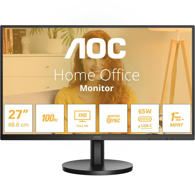 Monitor AOC 27" 27B3CA2 IPS FHD 100Hz 1ms USB-C (65W) c/colunas image number 0