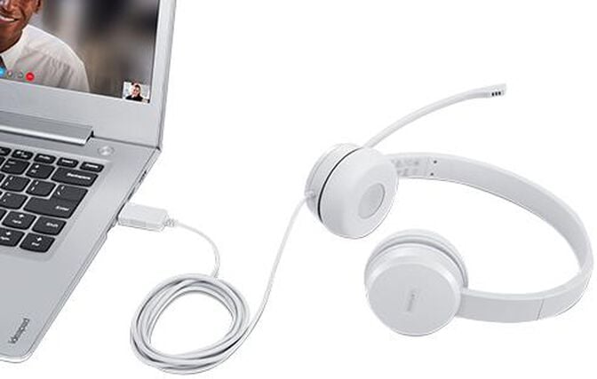 Headset Lenovo 110 Stereo Branco USB image number 2